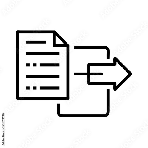 Data import icon with outgoing arrow on simple background