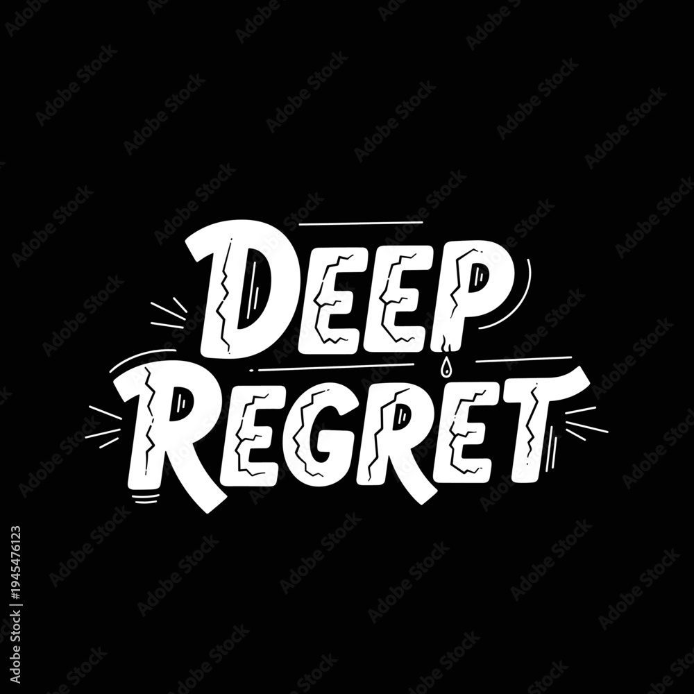 Naklejka premium Deep Regret Typography Expressing Negative Emotion.
