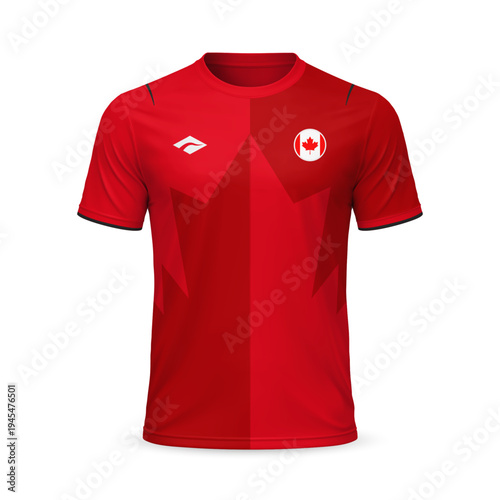 Canvastavla 3d realistic home soccer jersey Canada national team, template for football kit