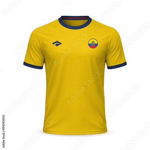 Φωτογραφία 3d realistic home soccer jersey Ecuador national team, template for football kit