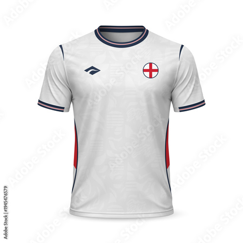 Billede på lærred 3d realistic home soccer jersey England national team, template for football kit