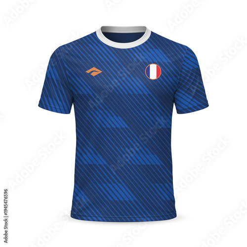 3d realistic home soccer jersey France national team, template for football kit 2026