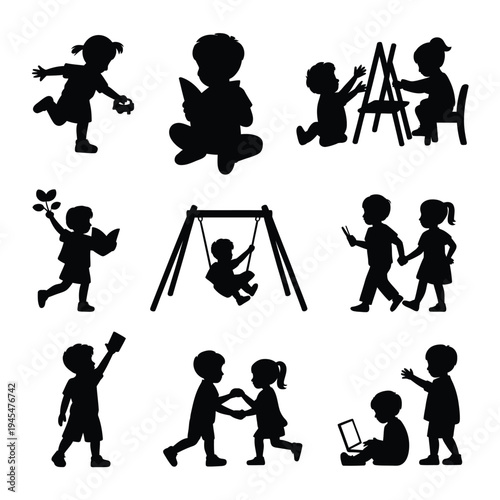 A group of children engaging in various fun activities together