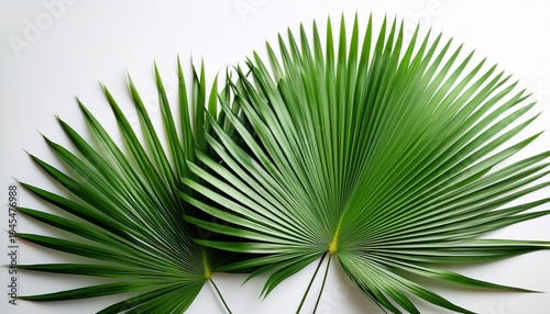 Green Palm Leaves On White Background