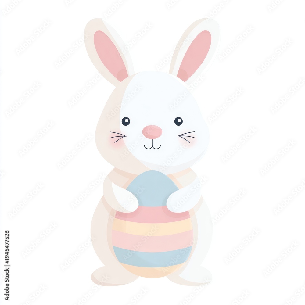 Fototapeta premium Cute pastel bunny holding egg
