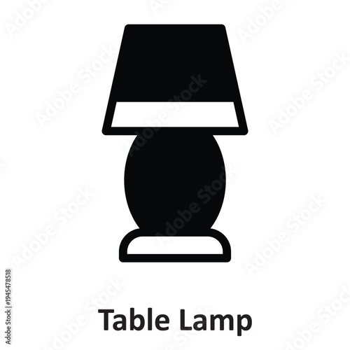 Table Lamp Vector Icon which can easily modify or edit