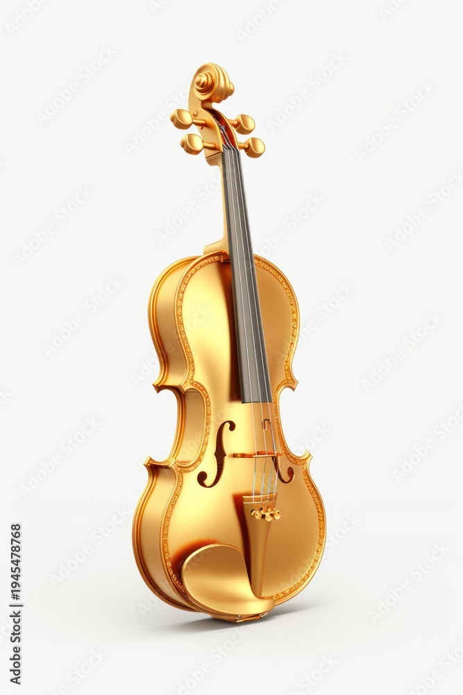 Fototapeta premium Violin gold white background performance.