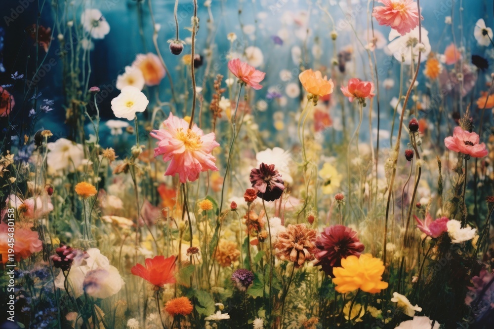 Obraz premium A colorful flower garden outdoors painting nature.