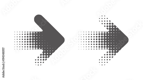 Two right facing arrows with dotted and solid gradient fill white