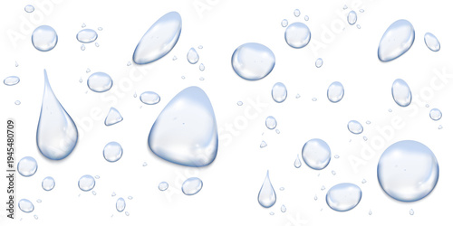 Tableau sur toile Falling transparent blue water drop set for design