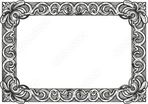 Ornate vintage frame border with intricate swirling floral and leaf decorative elements