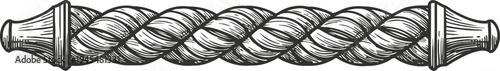 Decorative twisted rope border element with detailed vintage engraving design