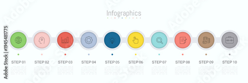 Infographic 10 options design elements for your business data. Vector Illustration.