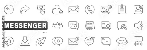Messenger line icon set for chat conversation