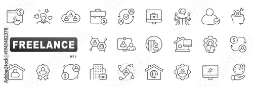 Freelance outline icons for remote projects