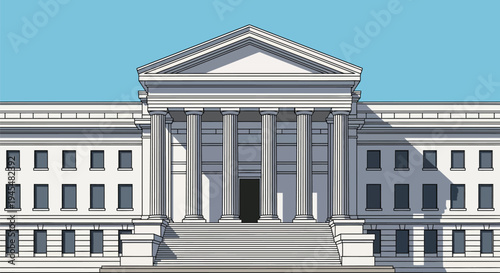 Vector illustration of a government building with columns