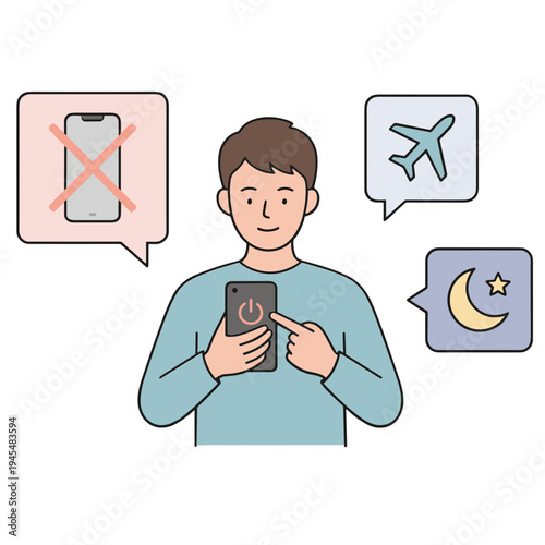 Man holding phone with no signal during travel at night