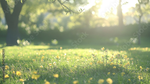 Serene sunlit meadow blossoms, desktop wallpaper