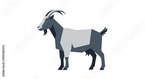 Geometric Stylized Goat Illustration in Minimal Form. Vector Illustrations. EPS Editable