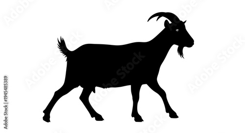 Goat Silhouette in Farm Setting for Wildlife and Rural Life. Vector Illustrations. EPS Editable