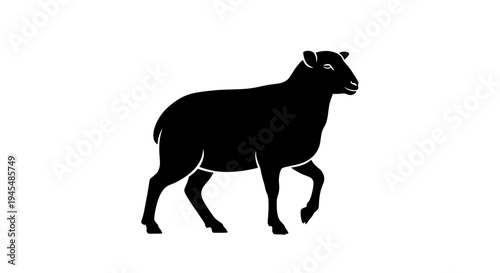 Minimal Black Silhouette of a Goat in Motion. Vector Illustrations. EPS Editable