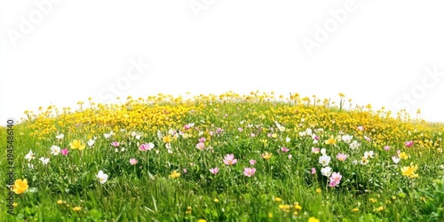 Cowslips meadow flowers landscape outdoors.