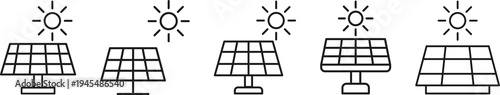 Solar Panel Icon Logo Stroke Lines Stock Vector 