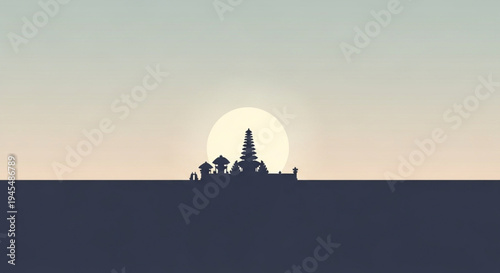 Serene Sunset Over a Stylized Cityscape Silhouette with Iconic Architecture