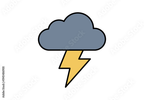 Nube gris de tormenta con un rayo amarillo