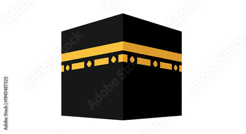 Sacred Black Cube Kaaba at Mecca Holy Site. Vector Illustrations. EPS Editable