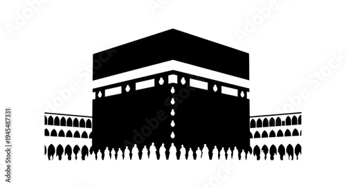 Sacred Kaaba At Mecca During Hajj Crowds Captured Moment. Vector Illustrations. EPS Editable