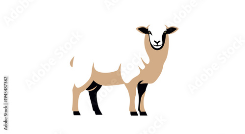 Playful Cartoon Goat Illustration in Simple Style. Vector Illustrations. EPS Editable