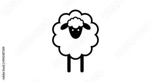 Playful Cartoon Sheep Character Standing Cheerfully. Vector Illustrations. EPS Editable