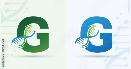 Letter G DNA Helix Medical Biotech Monogram Logo For Science Healthcare Brand Identity Design Template


