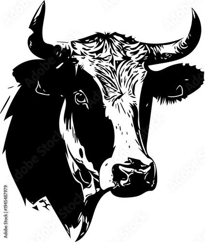 Cow silhouette isolated on white, farm animal  for sticker, decal, tattoo, printing, t shirt design