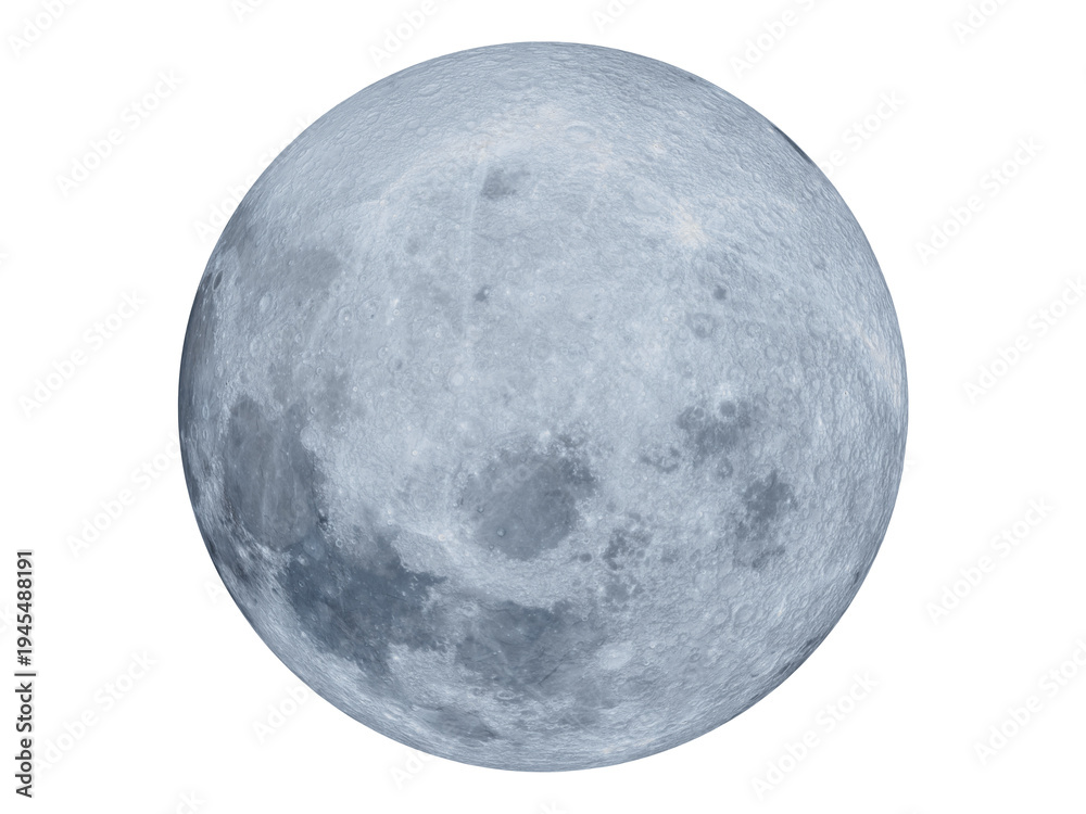 Obraz premium Sci-fi planet moon isolated, blue planet, full moon, futuristic space exploration element.