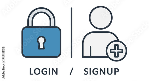 Login and signup icons depicting security and user account creation