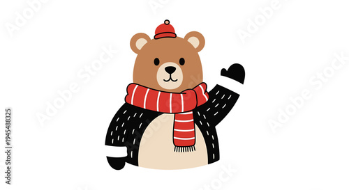 A cartoon bear dressed for winter.