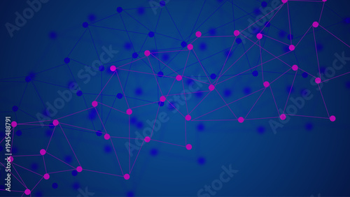 Futuristic Neon Polygon Network Background with Glowing Nodes and Lines Digital Technology Data Connection Mesh Artificial Intelligence Big Data Cyber Communication