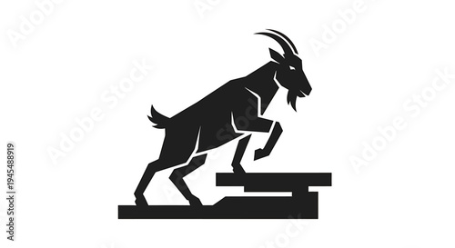 Silhouette Goat Ascending Platform Artwork Theme. Vector Illustrations. EPS Editable
