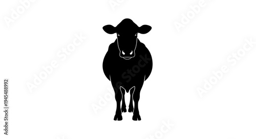 Silhouette of a Black Cow Standing on White Background. Vector Illustrations. EPS Editable