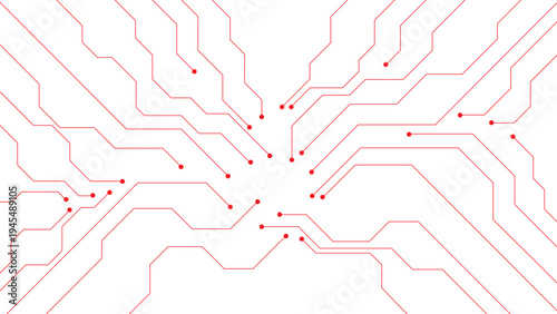 Abstract Red Circuit Board Technology Background with Electronic PCB Lines Minimal Digital Hardware Pattern for Computer Engineering Cyber Security and Tech Design