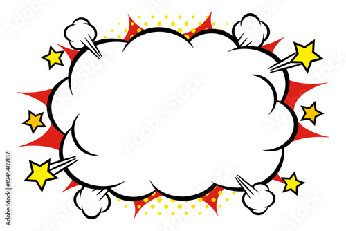 アメコミ　爆発　モコモコ　フレーム　イラスト