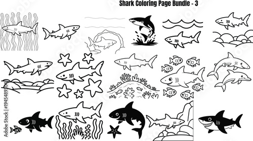 Shark for coloring pages fish sea creatures 1 ocean