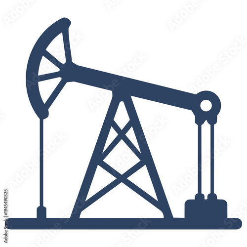 Oil pump oil production, drilling rig line drawing in blue without background. Vector drawing of a drilling rig, logo, silhouette.