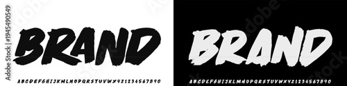 Brand Bold brush vector font. Alphabet handmade brush with uppercase and lowercase