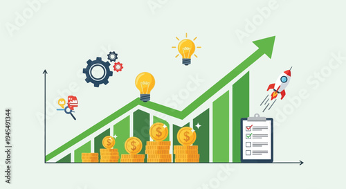Set of business growth icons vector