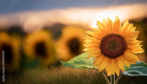 Wallpaper Mural isolated blooming sunflower with a blurred natural background Torontodigital.ca
