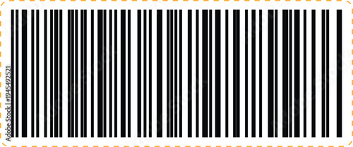 Barcode Label Inside Dashed Cutout Frame on White Background for Product Identification