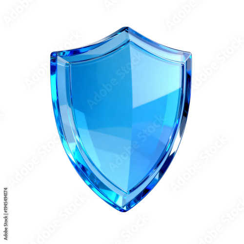 [Transparent Background PNG]Blue Crystal Shield Icon for Protection Concept